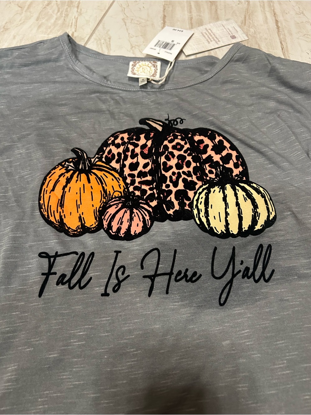 NWT leopard pumpkin fall tee